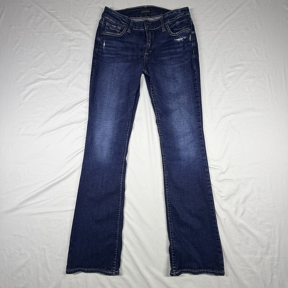 Silver Jeans Elyse Slim Boot Women's 29x33 (30/31.5) Dark Wash Mid Rise Denim